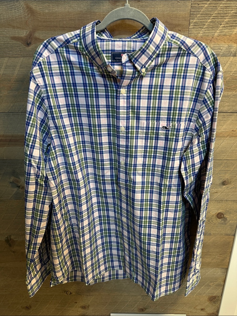 Vineyard Vines Blue and Green Plaid Button-Down Shirt